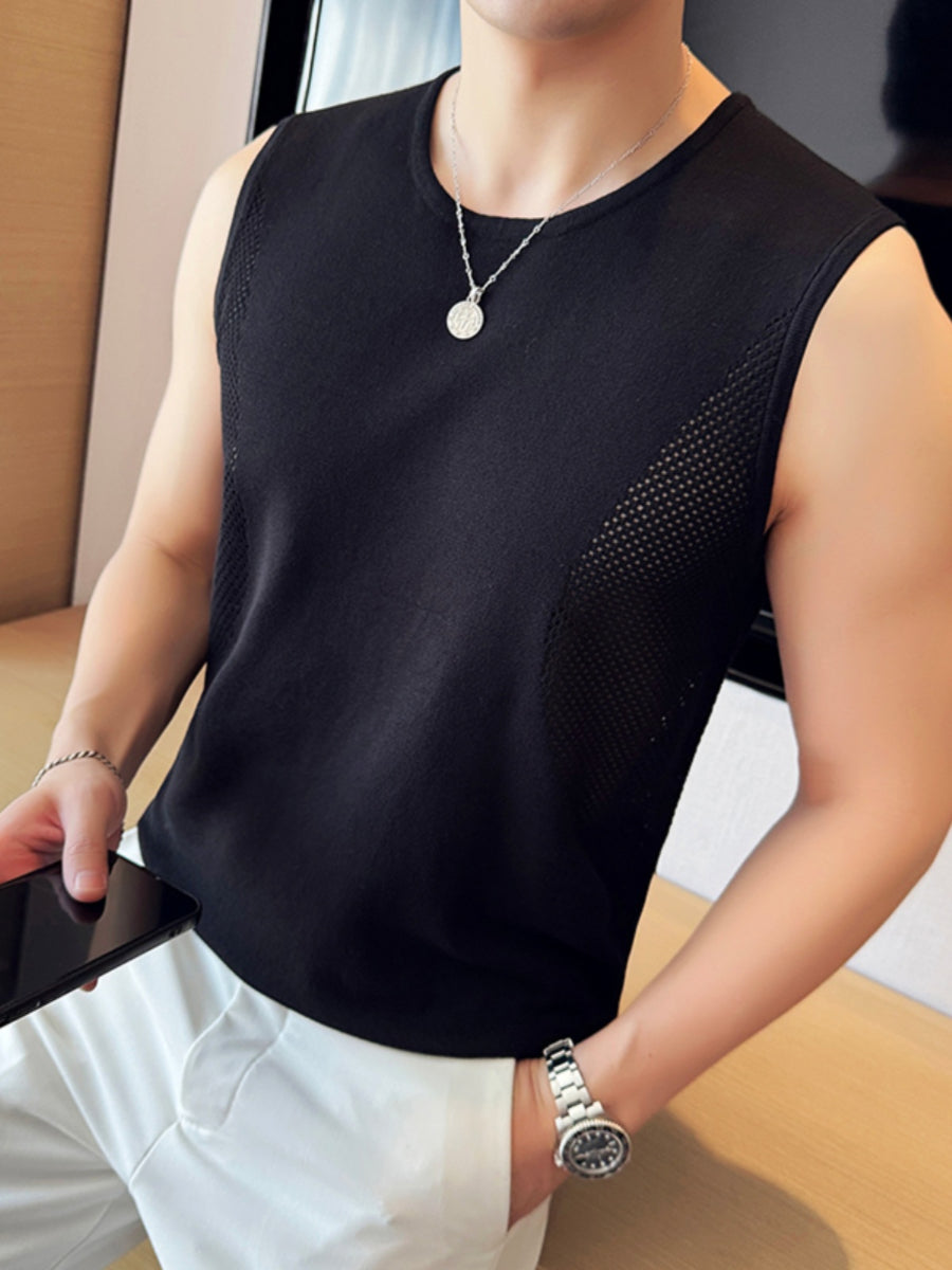 Ice Silk Hollow Knit Sleeveless Vest