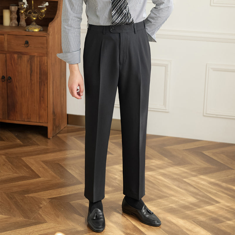 Retro Elastic Waist Non-iron Business Slim Fit Trousers