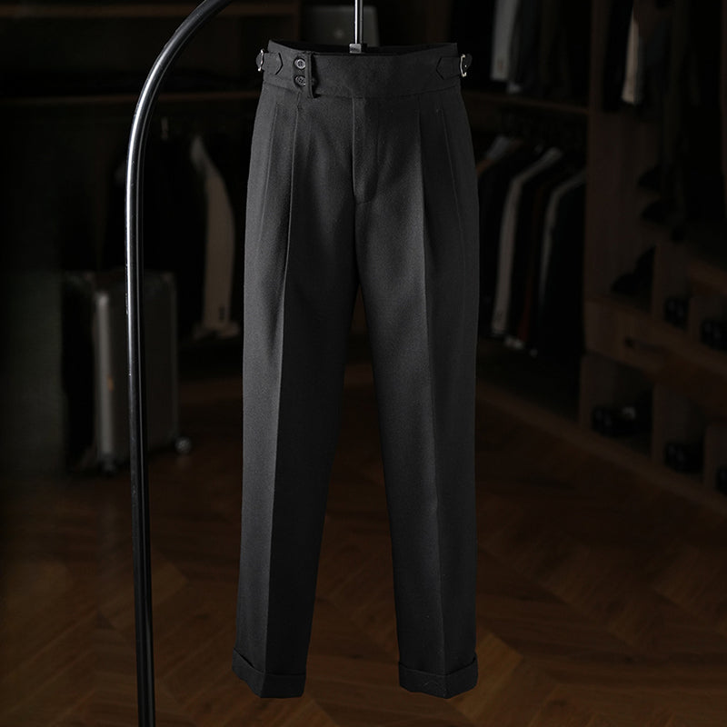 Paris Buckle Adjustable Straight Trousers