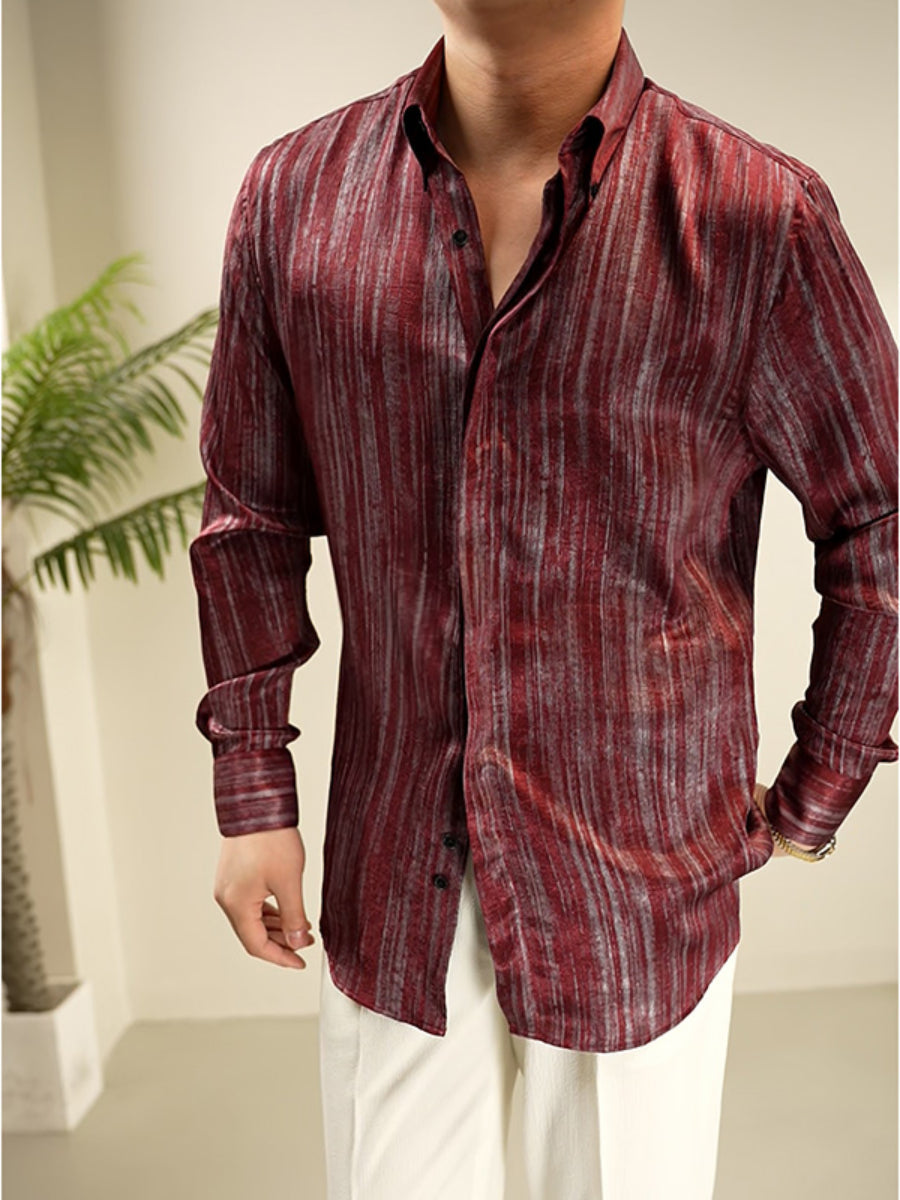 Striped Non-iron Thin Single-breasted Shirt