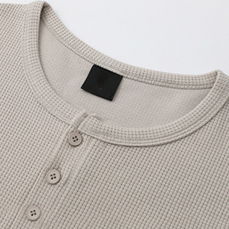 Henley Collar Loose Casual T-shirt