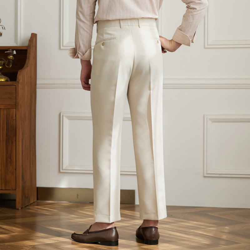 Retro Elastic Waist Non-iron Business Slim Fit Trousers