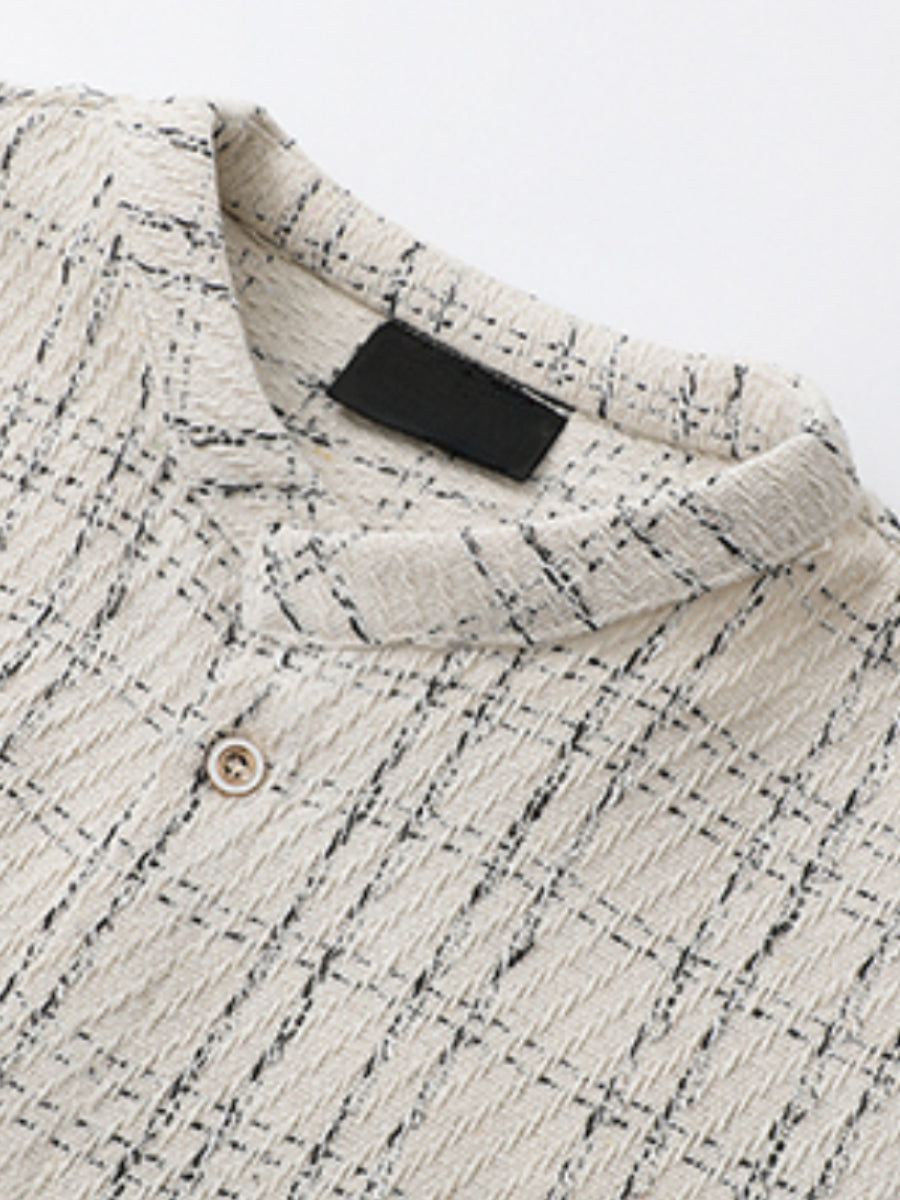 Loose Casual Striped Crew Neck Cardigan Shirt