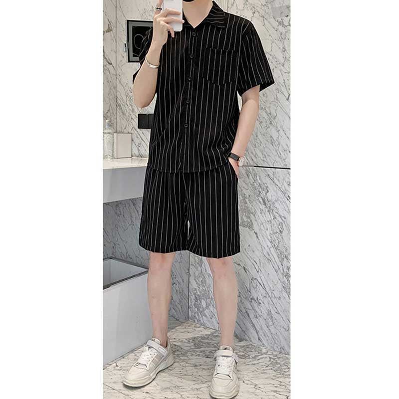 Summer Striped Shirt Casual Suit