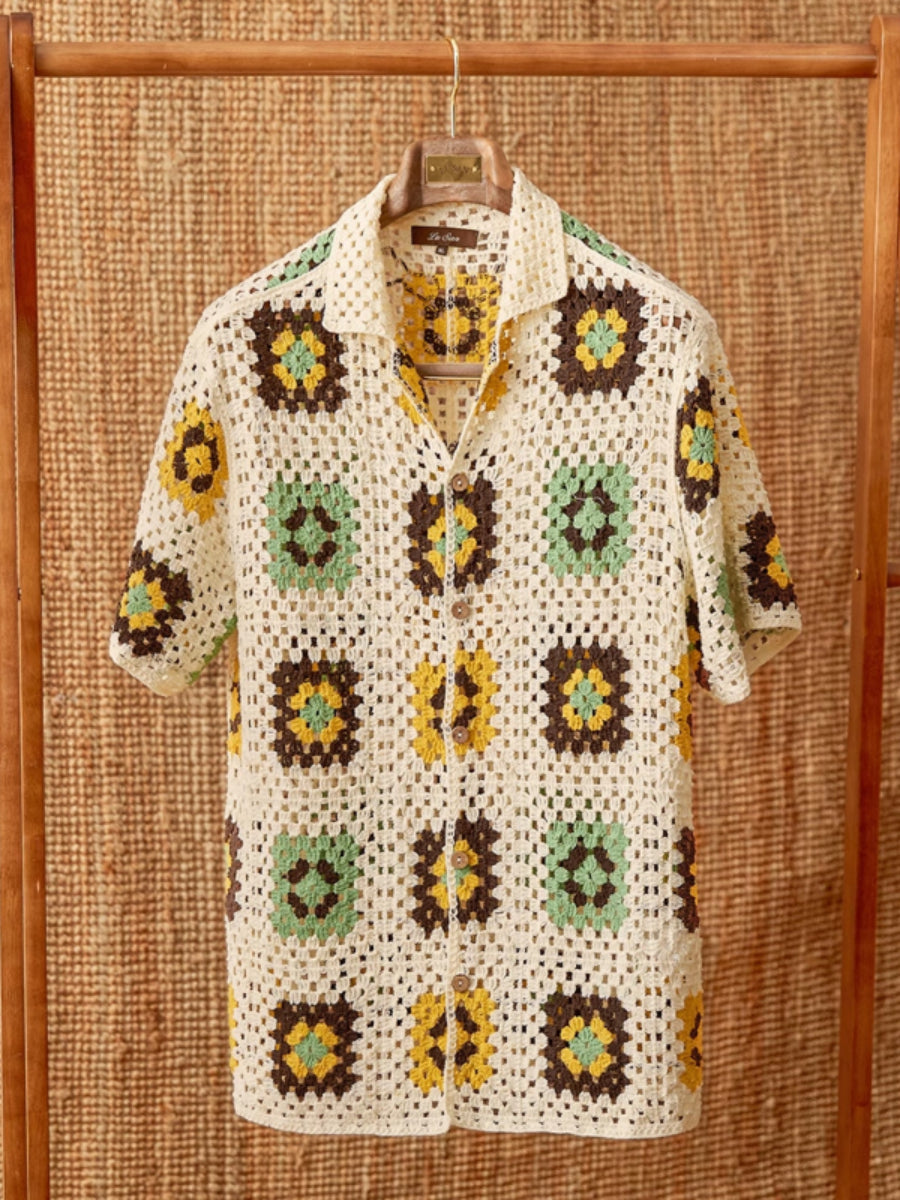 Knitted Cuban Collar Beach Casual Loose Cardigan