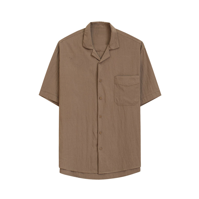 Lapel Pocket Short Sleeve Shirt