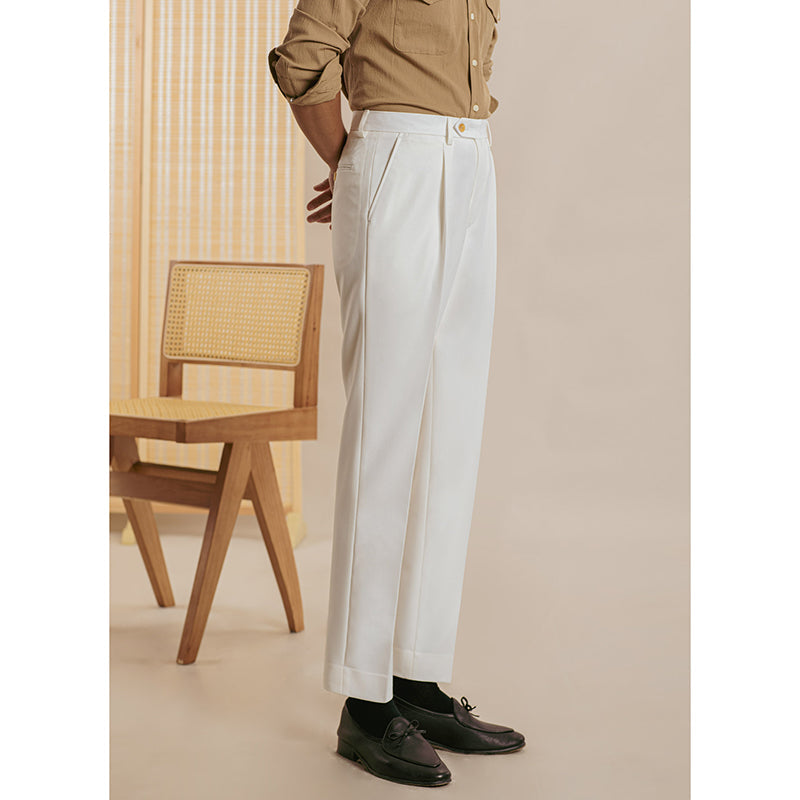 Straight Solid Color Slim Fit Trousers