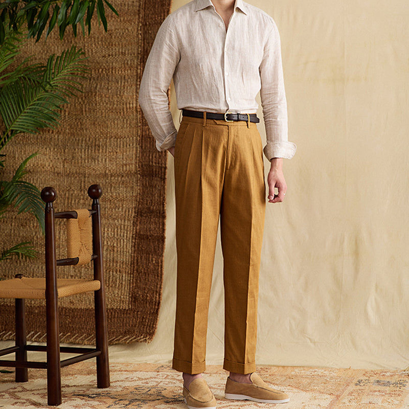 Cotton And Linen Breathable Thin High Waist Straight Pants