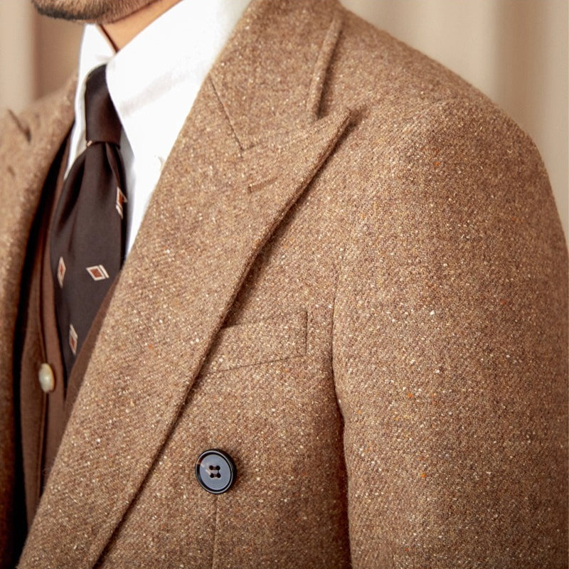 Wool-Silk Blend Tweed Coat