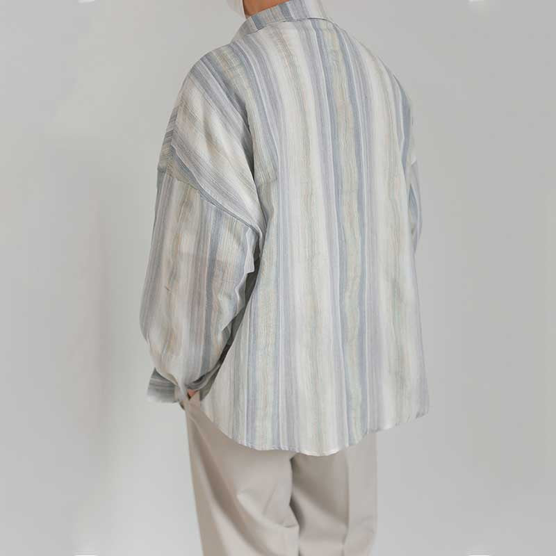Men's Loose Striped Casual Long Sleeve Shirt