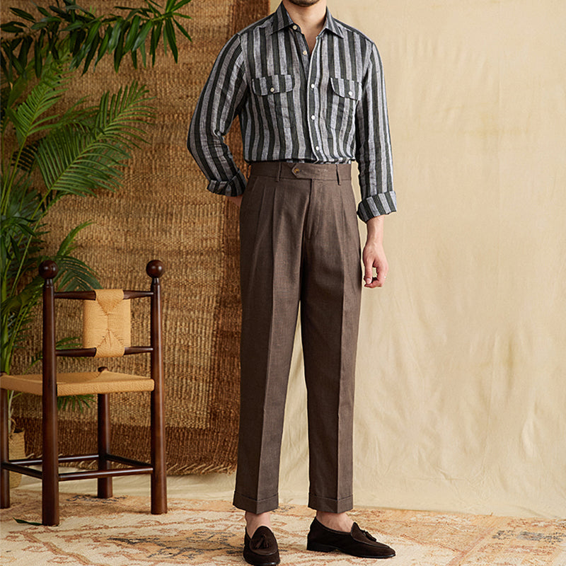 Cotton And Linen Breathable Thin High Waist Straight Pants
