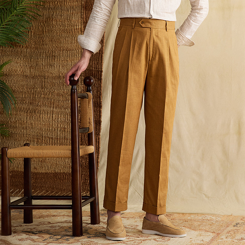 Cotton And Linen Breathable Thin High Waist Straight Pants