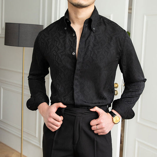 Casual Jacquard Long Sleeve Shirt