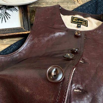 Men's Vegetable Tanned Cowhide Round Neck Leather Vest