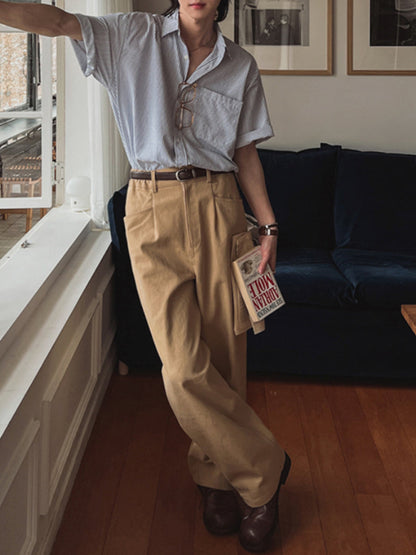 Japanese Retro Striped Loose Casual Shirt
