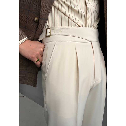 Drape High Waist Straight Vintage Trousers