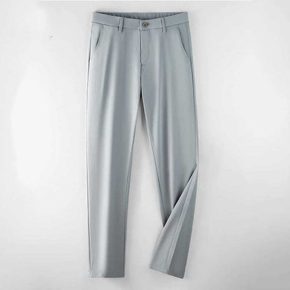 Men's Solid Color Straight Stretch Mid-rise Casual Pants