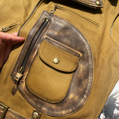 Men's Waxed Canvas Hand-rubbed Leather Vest