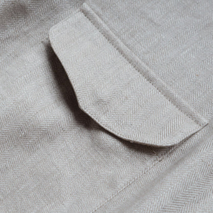 Summer 100% Linen Herringbone Unstructured Waist Trench jacket