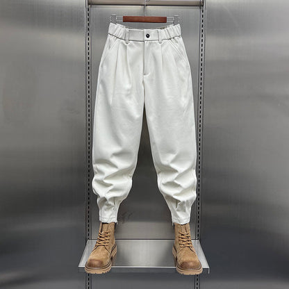 Men's Hip Hop Harem Pants Joggers Woolen Pants Elastic Waist Baggy Drop Crotch Sweatpants