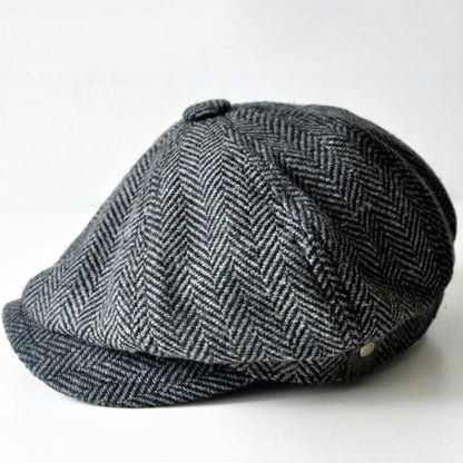 Wool Round Short Brim Octagonal Beret