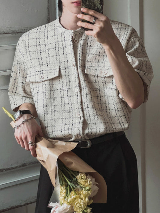 Loose Casual Striped Crew Neck Cardigan Shirt