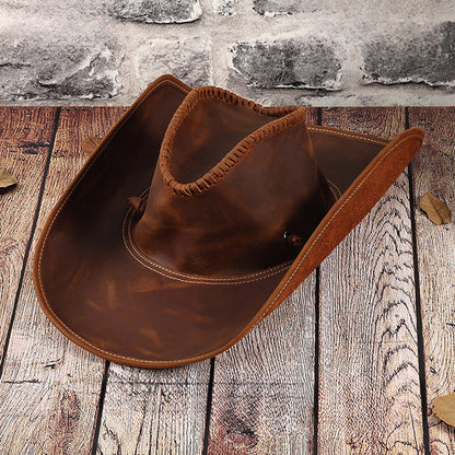 Western Cowboy Leather Sun Hat