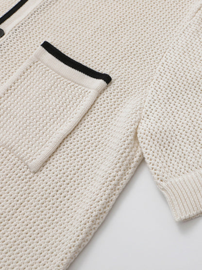 Loose Lapel Breathable Knitted Cardigan T-shirt