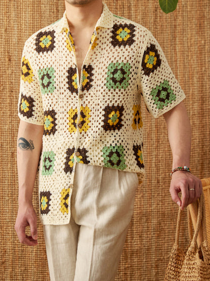 Knitted Cuban Collar Beach Casual Loose Cardigan