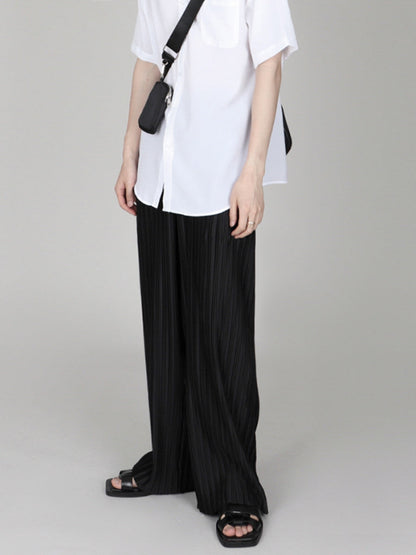 Ice Silk Loose Pleated Drape Wide-leg Pants