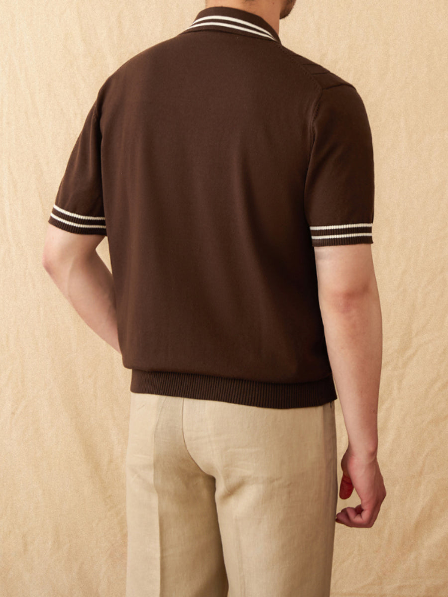 Italian Lapel Cotton Casual Knitted POLO Shirt