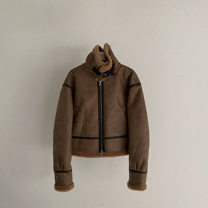 Loose-fitting Sherpa Suede Jacket