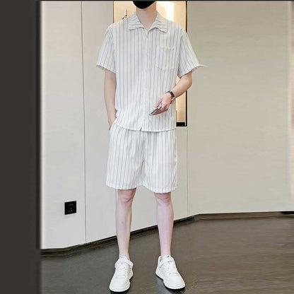 Summer Striped Shirt Casual Suit