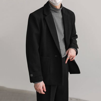 Loose Solid Color Thick Wool Suit Coat