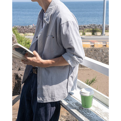 Multicolor Square Neck Corduroy Shirt