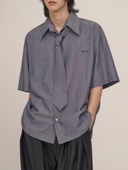 Japanese Striped Loose Casual Shirt