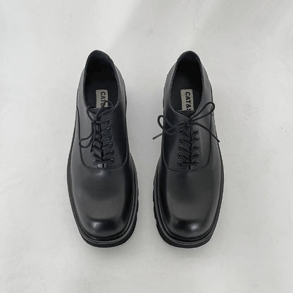Men's Casual Lace-up Square Leather Shoes