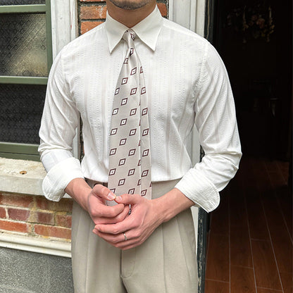 Men's Slim Fit Long Sleeve Peak Collar Business Shirt