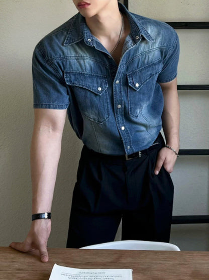 Vintage Loose Casual Washed Denim Shirt
