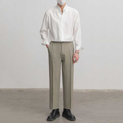Slim Fit Solid Color Pointed Collar Shirt