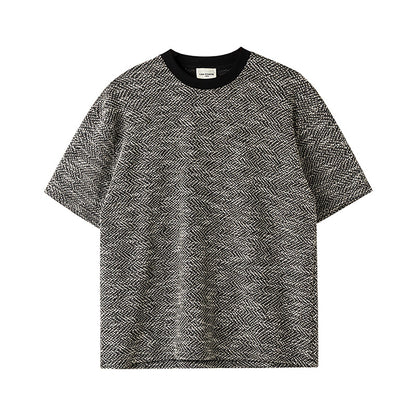 Collarless Knitted Casual T-shirt