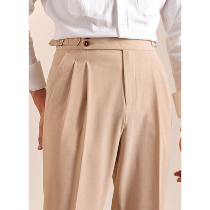 Summer Breathable Italian Double Pleated Naples Straight Trousers