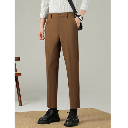Slim Straight-leg Drape Wrinkle-free Trousers