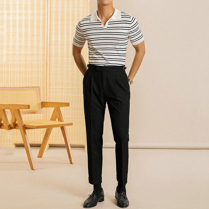 Business V-neck Striped POLO Shirt