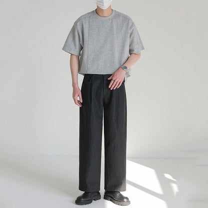 Round Neck Structured Clear Lines Loose T-shirt