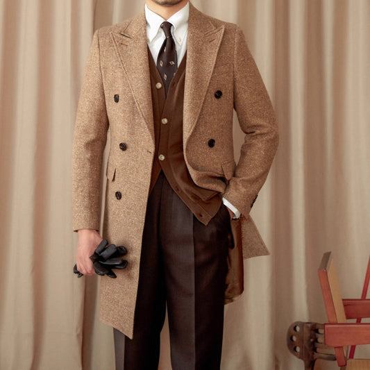 Wool-Silk Blend Tweed Coat