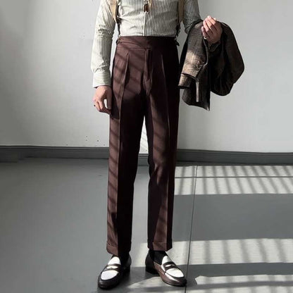 Drape High Waist Straight Vintage Trousers
