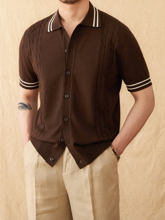 Italian Lapel Cotton Casual Knitted POLO Shirt