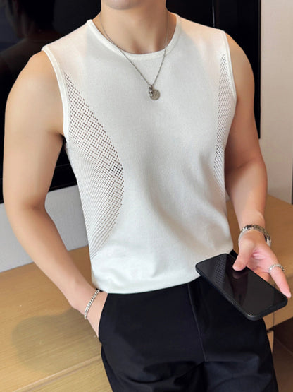 Ice Silk Hollow Knit Sleeveless Vest