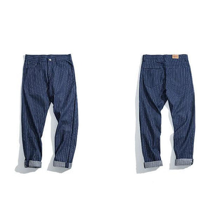 "Wabash Raw Denim" Railway Stripe Straight Men's Pants